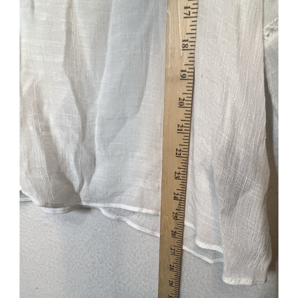 Zac & Rachel Top Womens Size M White Gauzy Bohemian Peasant Blouse - Picture 8 of 9